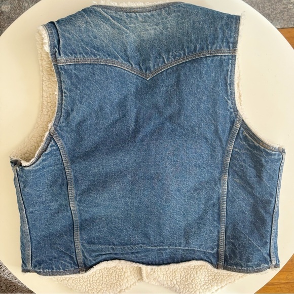 Vintage Levi’s Men’s Orange Tab Sherpa Fleece Denim Snap Button Vest Size XL - Picture 9 of 10